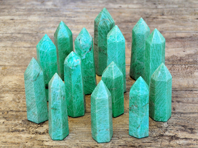 Amazonite Crystal Point (4-6 Pcs) 1 Kg Wholesale Lot - Kaia & Crystals