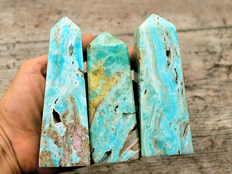 Blue Aragonite Obelisk Crystal (200g - 600g) - Kaia & Crystals