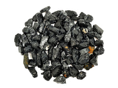 Several raw black tourmaline crystals 20mm-55mmm on white background