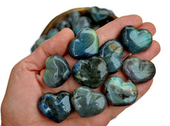 Some labradorite heart crystals 30mm on hand 