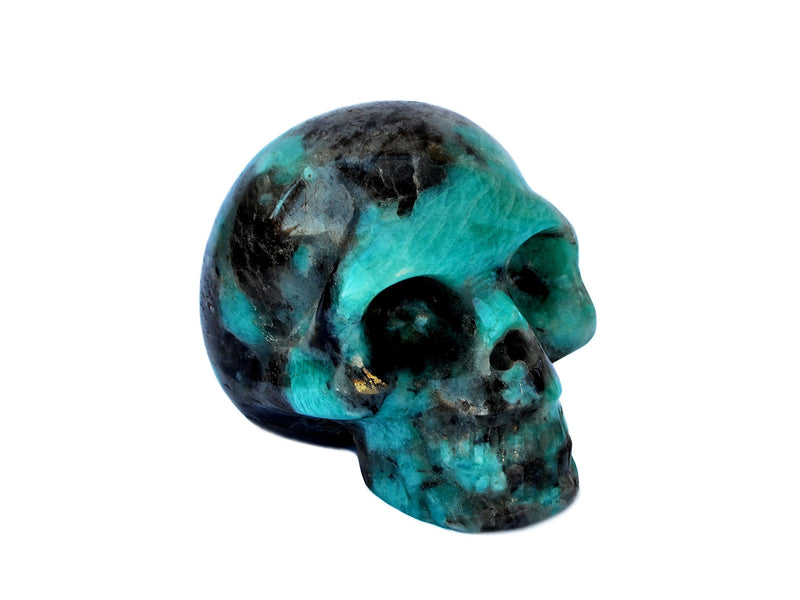 Green amazonite crystal skull carving 70mm