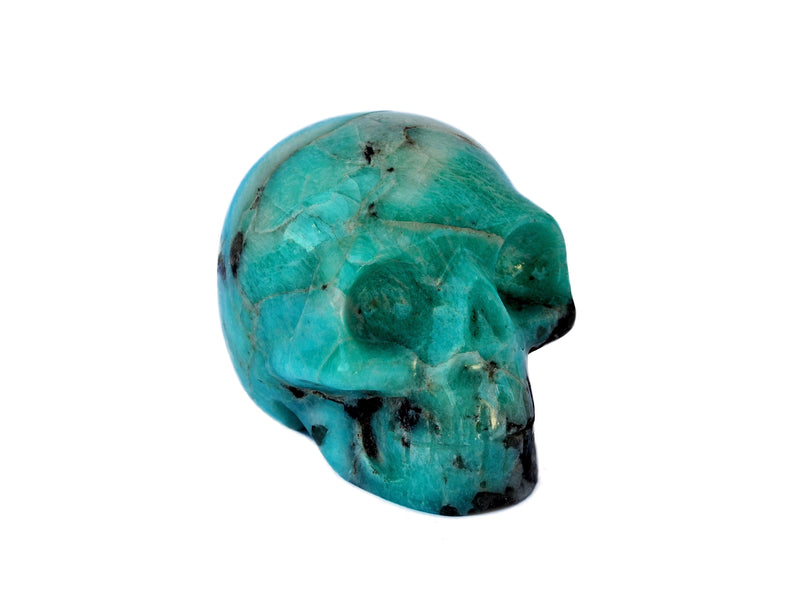 Natural green amazonite mineral skull carving 70mm