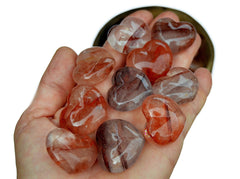 Some hematoid quartz heart crystals 30mm on hand 