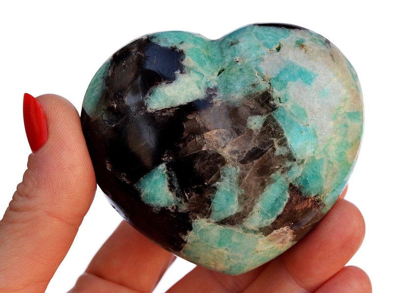 One big amazonite puffy heart crystal 70mm on hand